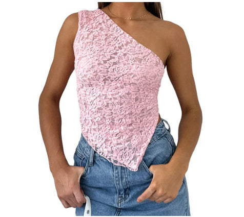Ins Lace Backless Top Summer Solid Color Waistless Top
