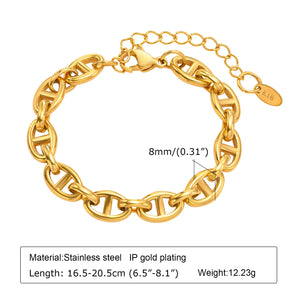 Ornament Extended Stainless Steel Bracelet Gold