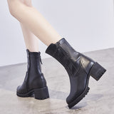 Thick Heel Martin Boots Women New Versatile Black Locomotive