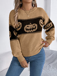 Snoopy Halloween Pumpkin Pullover Sweater Fashion Long Sleeve Knitted Tops For Women Clothing