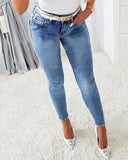 Women's Jeans Trendy High Waist Beaded Skinny Tapered Pants