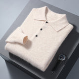 Mink Sweater Men's Polo Collar Honeycomb Knitting Sweater