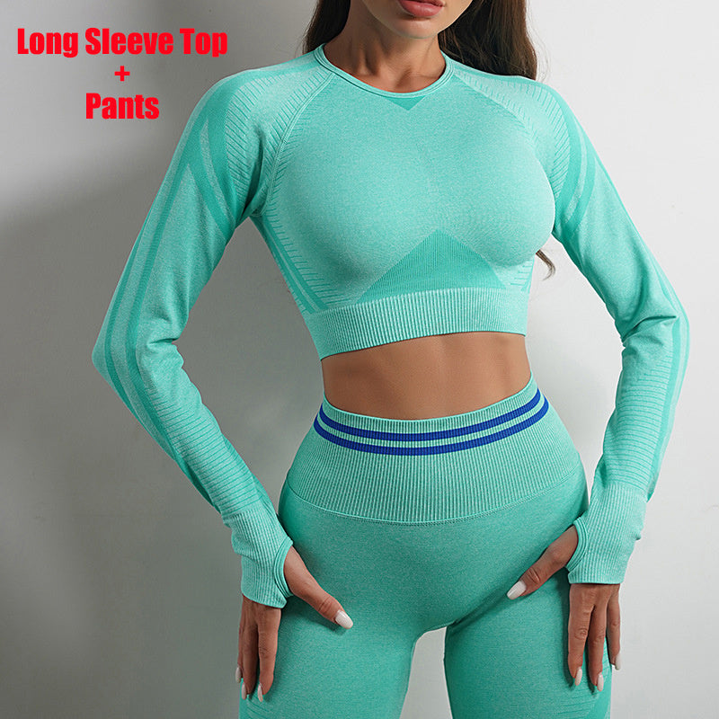 Seamless Yoga Pants Sports Gym Fitness Leggings Or Long Sleeve Tops Outfits Butt Lifting Slim Workout Sportswear Clothing