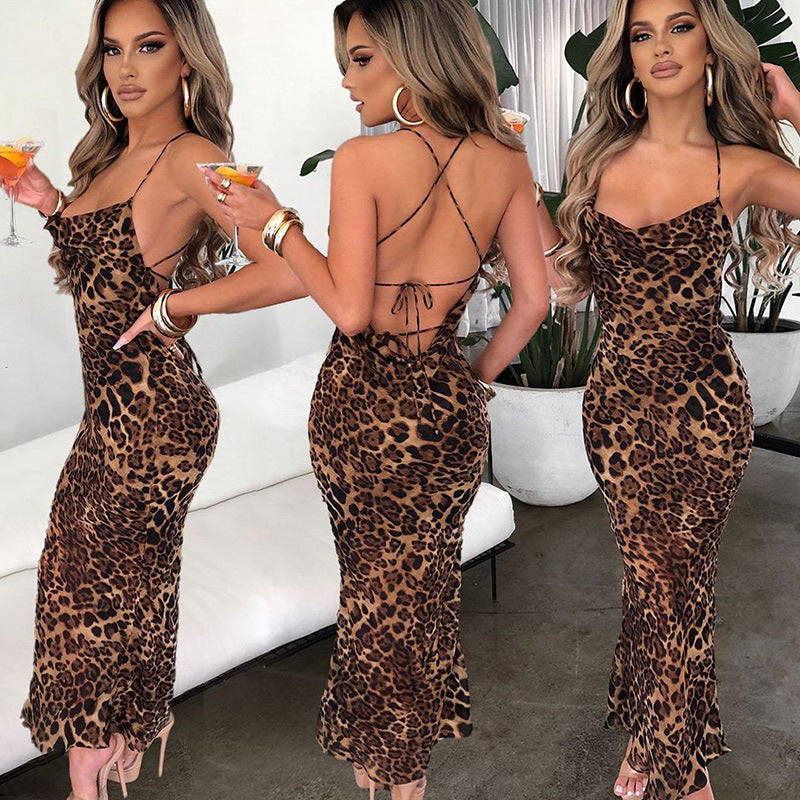 Robe longue ajustée à lacets imprimée