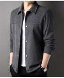 Men's Solid Color Casual Polo Collar Corduroy Jacket