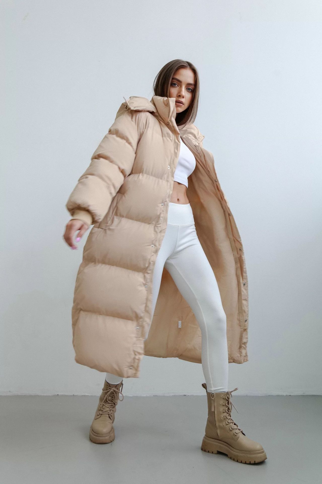 Cárdigan de manga larga holgado e informal con capucha y cremallera, chaleco térmico de algodón para mujer, para otoño e invierno