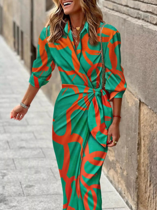 Shop Printed Collared Neck Shirt Dress - Women's Fashion | Akatonbo