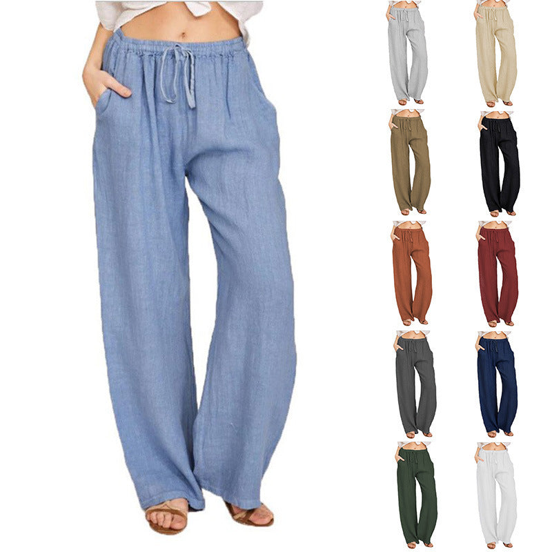 Casual Drawstring Tie Trousers
