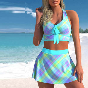 Ladies Swimwear Skirt Conservative Print Set