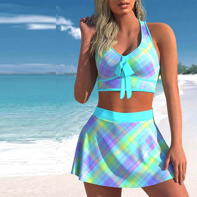 Ladies Swimwear Skirt Conservative Print Set