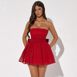 Tube Top Lace Dress With Back Bow