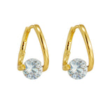 Copper Plated Real Gold Simple Zircon Ear Clip Exquisite Small Flashing Earrings