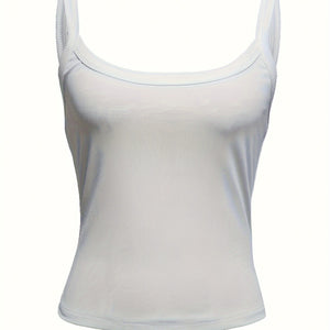 Women's Solid Color Ribbed Knitted Tight Fitting Basic Versatile Camisole Top