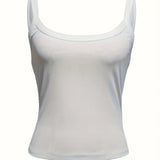 Women's Solid Color Ribbed Knitted Tight Fitting Basic Versatile Camisole Top
