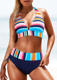 Swimwear Striped Printed Split Sexy Bikini