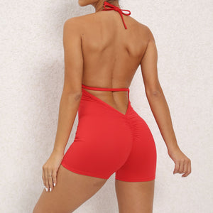 Jumpsuit Beauty Back Shorts High Elastic One-piece Fitness and Yoga