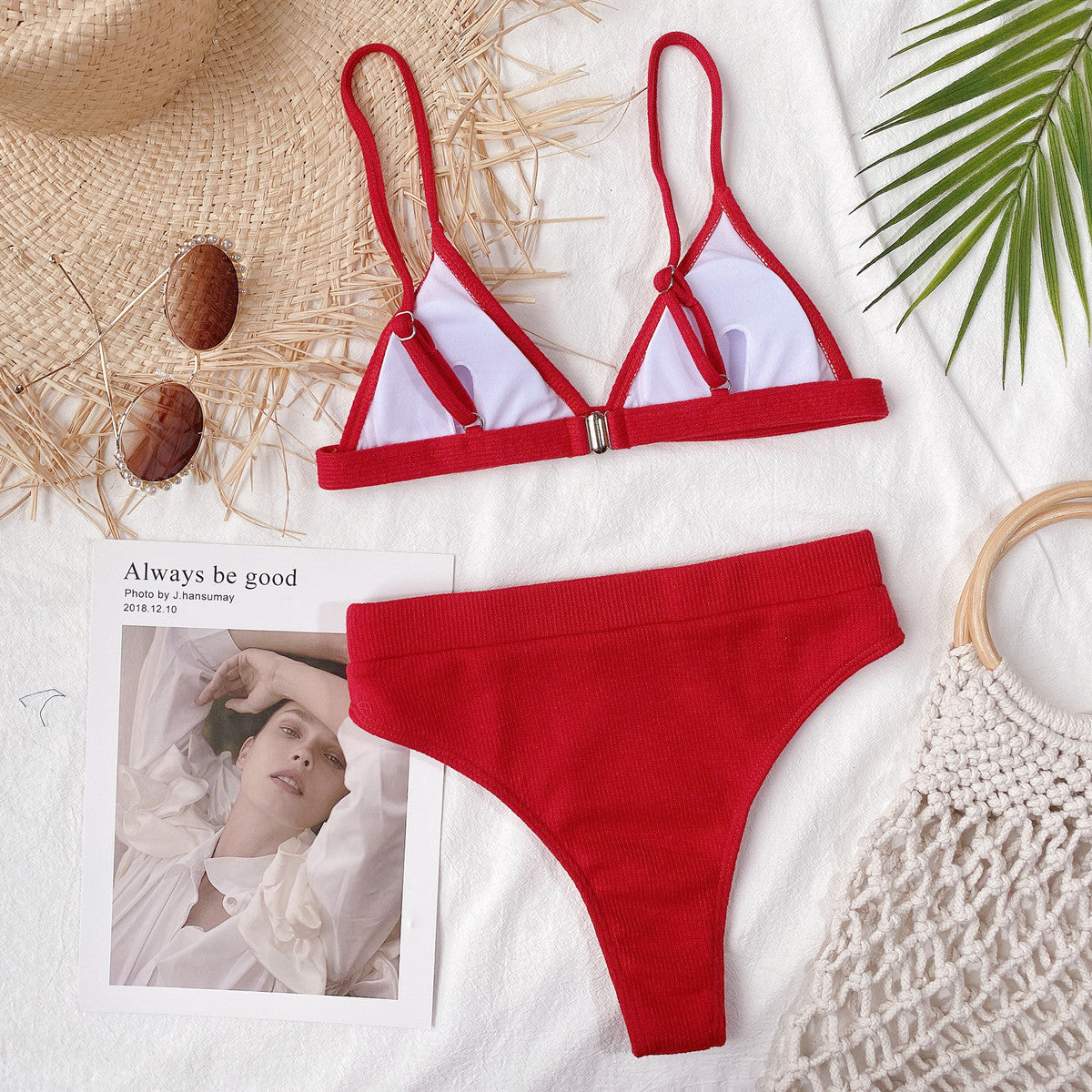 Shop Spaghetti Strap Ribbed Bikini Set - Women's Fashion | Akatonbo