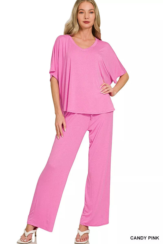 Shop Zenana V-neck Oversized Top & Pants Set - Women's Fashion | Akatonbo