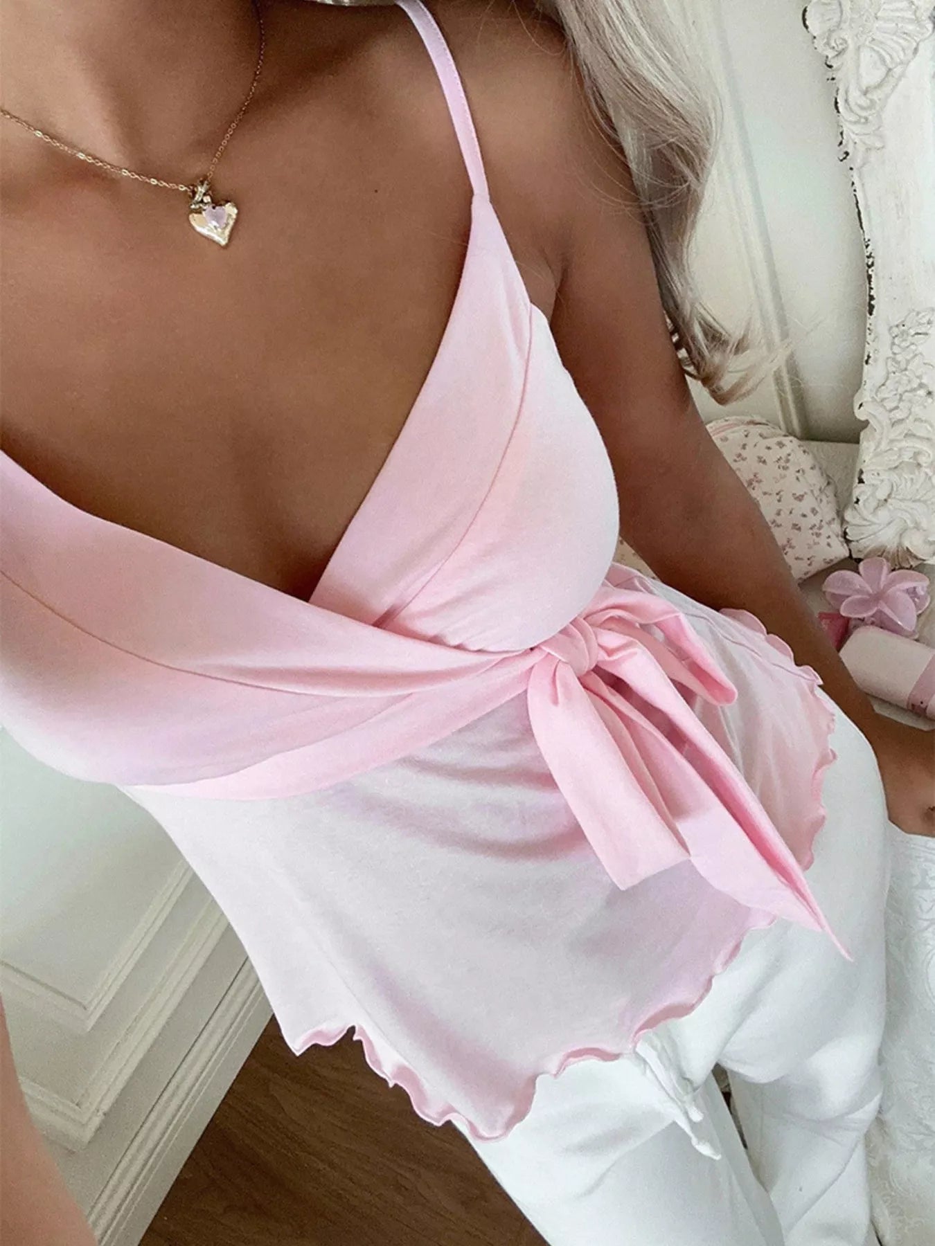Shop Wrap Tie Surplice Cami - Women's Fashion | Akatonbo