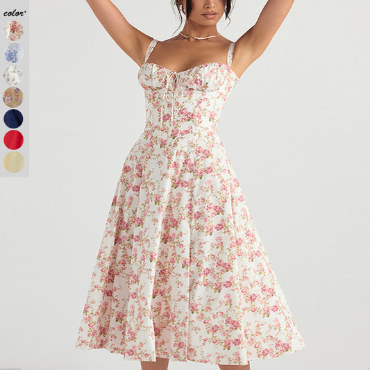 Akatonbo New Women'S Floral Print Dress With Straps