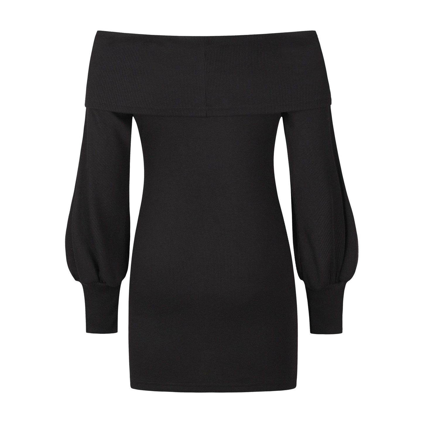 Akatonbo Knit Off Shoulder Lantern Sleeve Dress