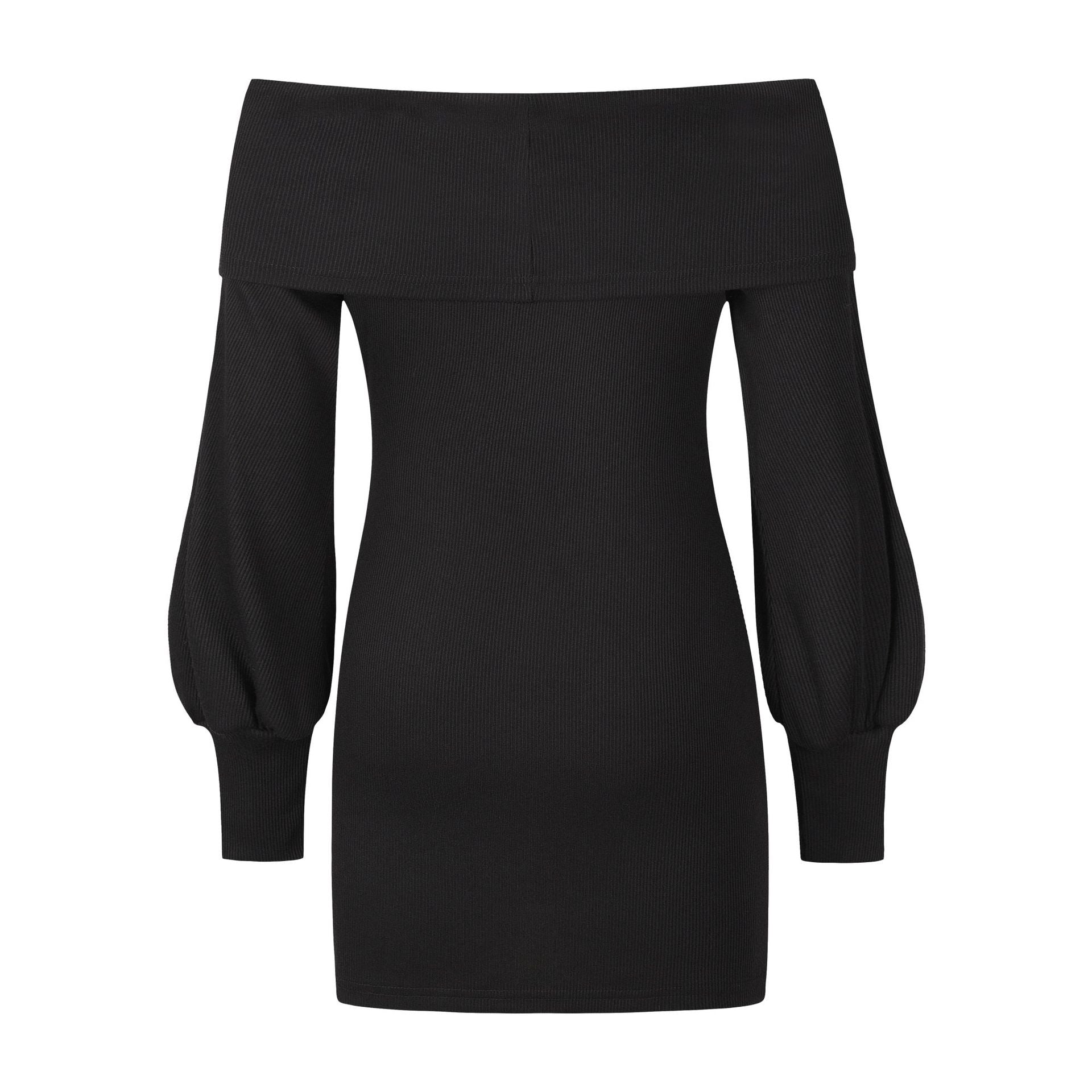 Knit Off Shoulder Lantern Sleeve Dress