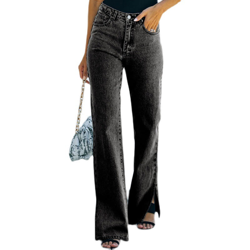 Akatonbo Women'S Casual Trousers Slit Wash Jeans