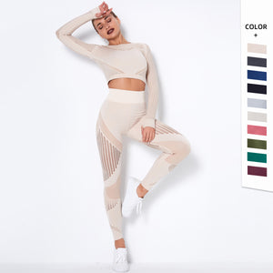 Seamless Knitted Absorbent Yoga Long-Sleeved Suit Yoga suit set