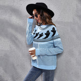 Snoopy Halloween Cartoon Ghost Polka Dot Pullover Sweater Autumn And Winter Loose Long-sleeved Knitted Tops For Women