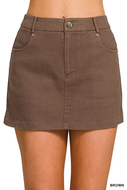 Shop Zenana Cotton Twill Lined Mini Skirts - Women's Fashion | Akatonbo