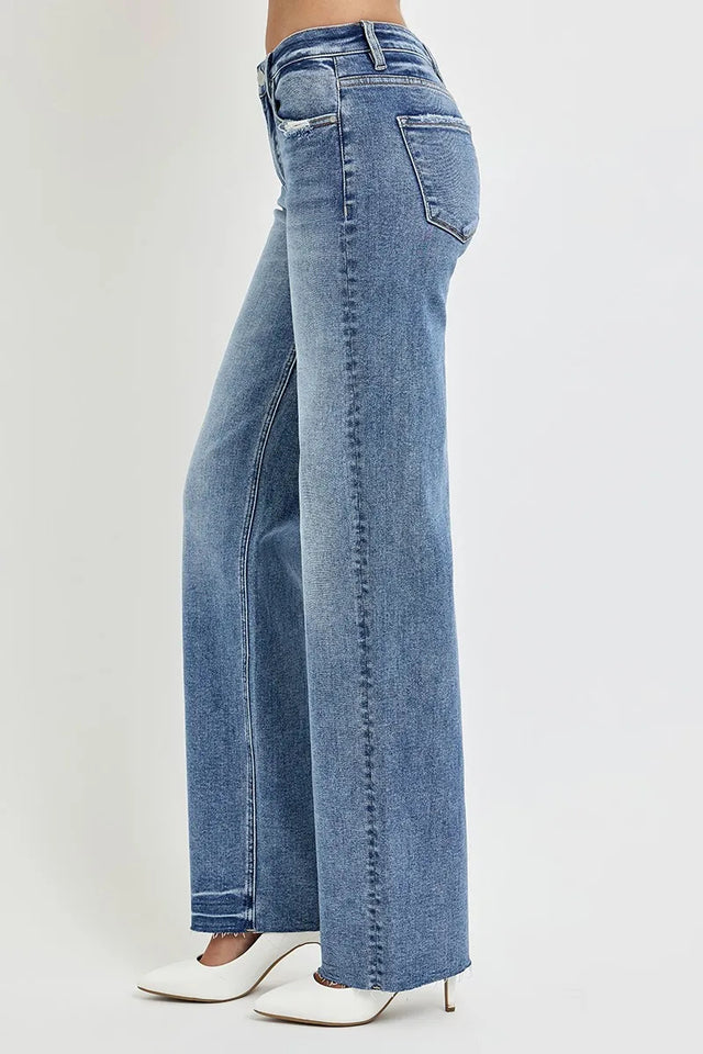 RISEN Full Size High Rise Straight Leg Jeans With Pockets