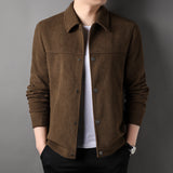 Men's Solid Color Casual Polo Collar Corduroy Jacket