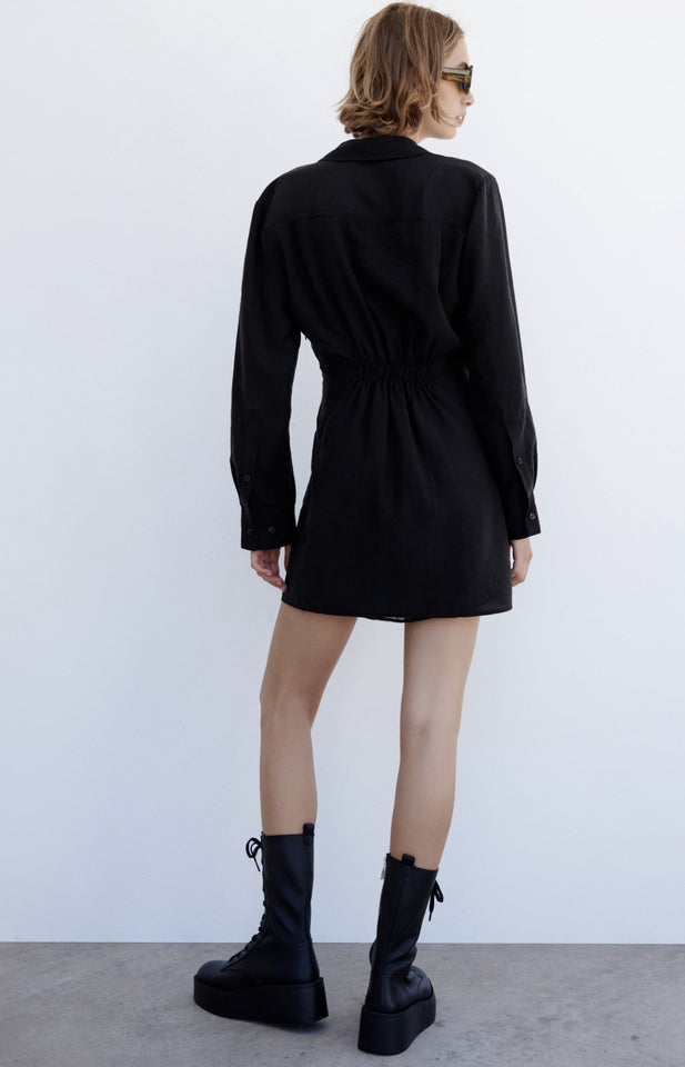 Temperament Simple Casual Pocket Dress With Double Front