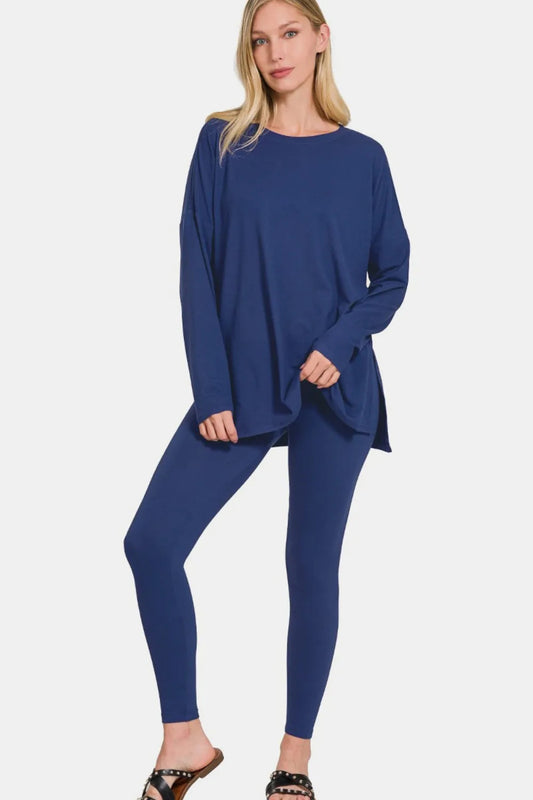 Akatonbo Zenana Full Size Brushed Microfiber Top And Leggings Lounge Set