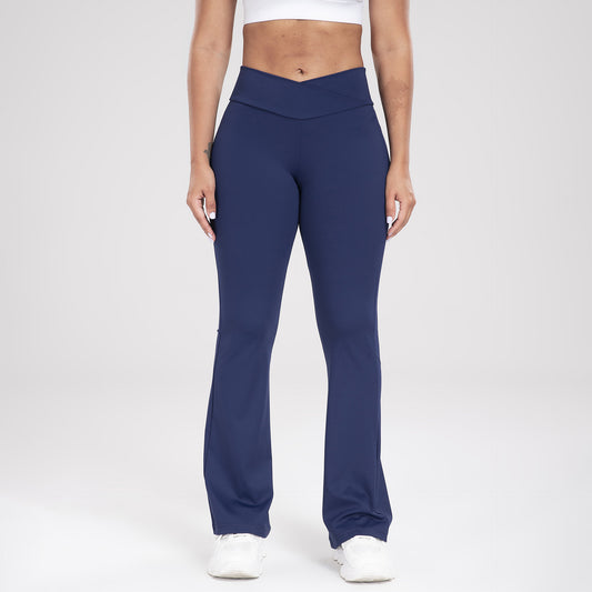 Akatonbo Cross Waist Side Pocket Leisure Sports Bell-Bottom Pants Slim Fit Yoga Pants Women