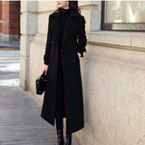 Women's Coat Woolen Extended Suit Collar Trench Coat