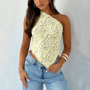 Ins Lace Backless Top Summer Solid Color Waistless Top