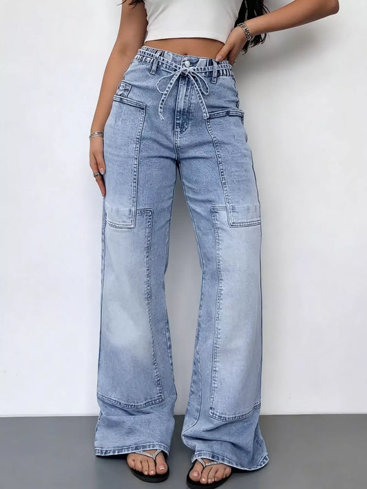 Shop Wash Wide Leg Cargo Jeans - Women's Fashion | Akatonbo