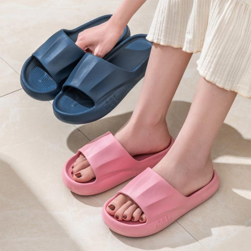 New Solid Striped Peep-toe Home Slippers