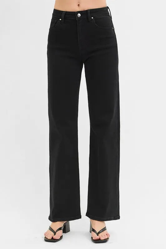 Shop RISEN Full Size High Rise Wide Leg Jeans Plus Size - Women's Fashion | Akatonbo