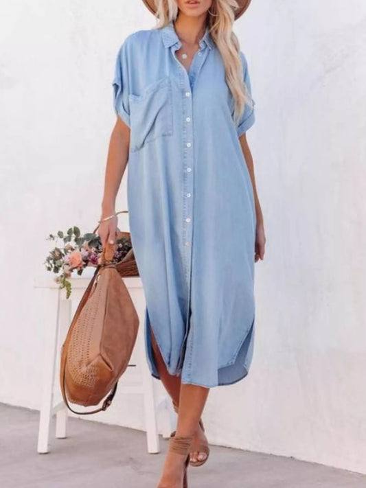 Shop Casual Shirt Dress with Side Slits - Women's Fashion | Akatonbo