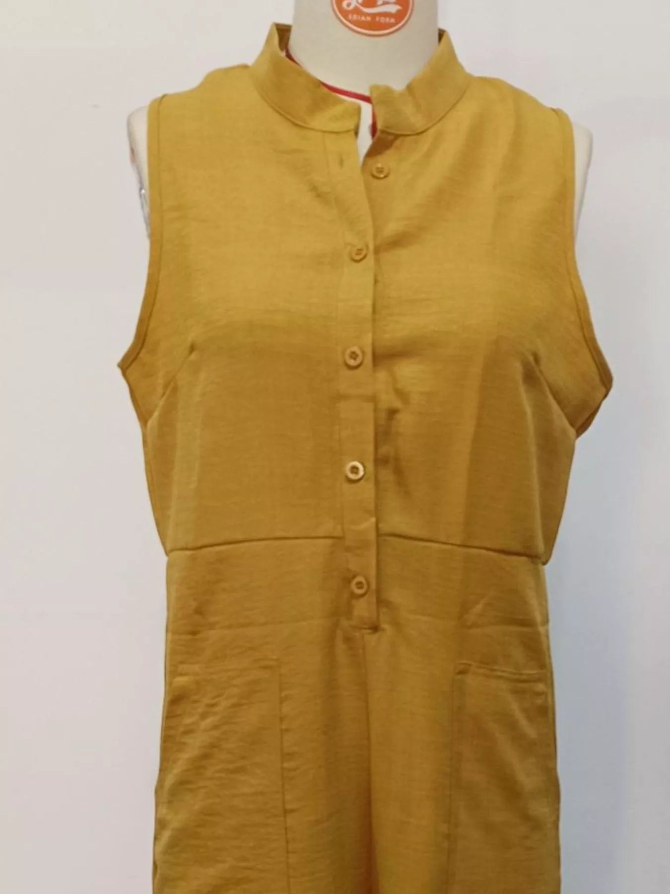 Shop Full Size Button Front Sleeveless Jumpsuit Plus Size - Women's Fashion | Akatonbo