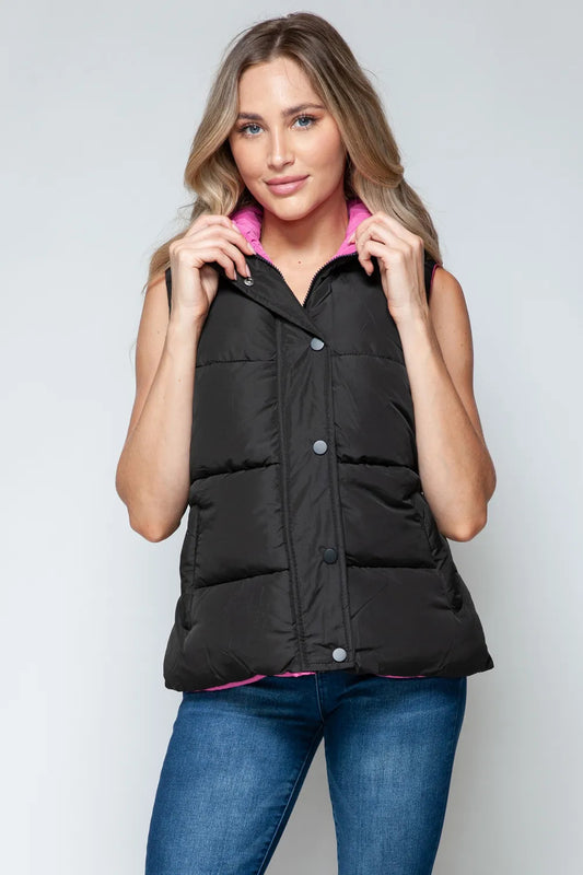 Akatonbo Snobbish Snap And Zip Closure Hooded Vest