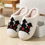 Snoopy Halloween Spider Witch-hat Slippers Home Indoor Non-slip Floor Bedroom Slippers Winter Warm House Shoes For Women Men