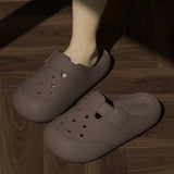 New Hole Shoes Summer Buckle Baotou Slippers Outerdoor Garden Clogs Shoes Indoor Non-Slip Floor Home Slipper