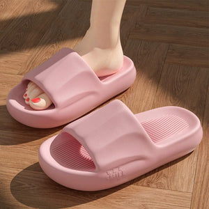 New Solid Striped Peep-toe Home Slippers