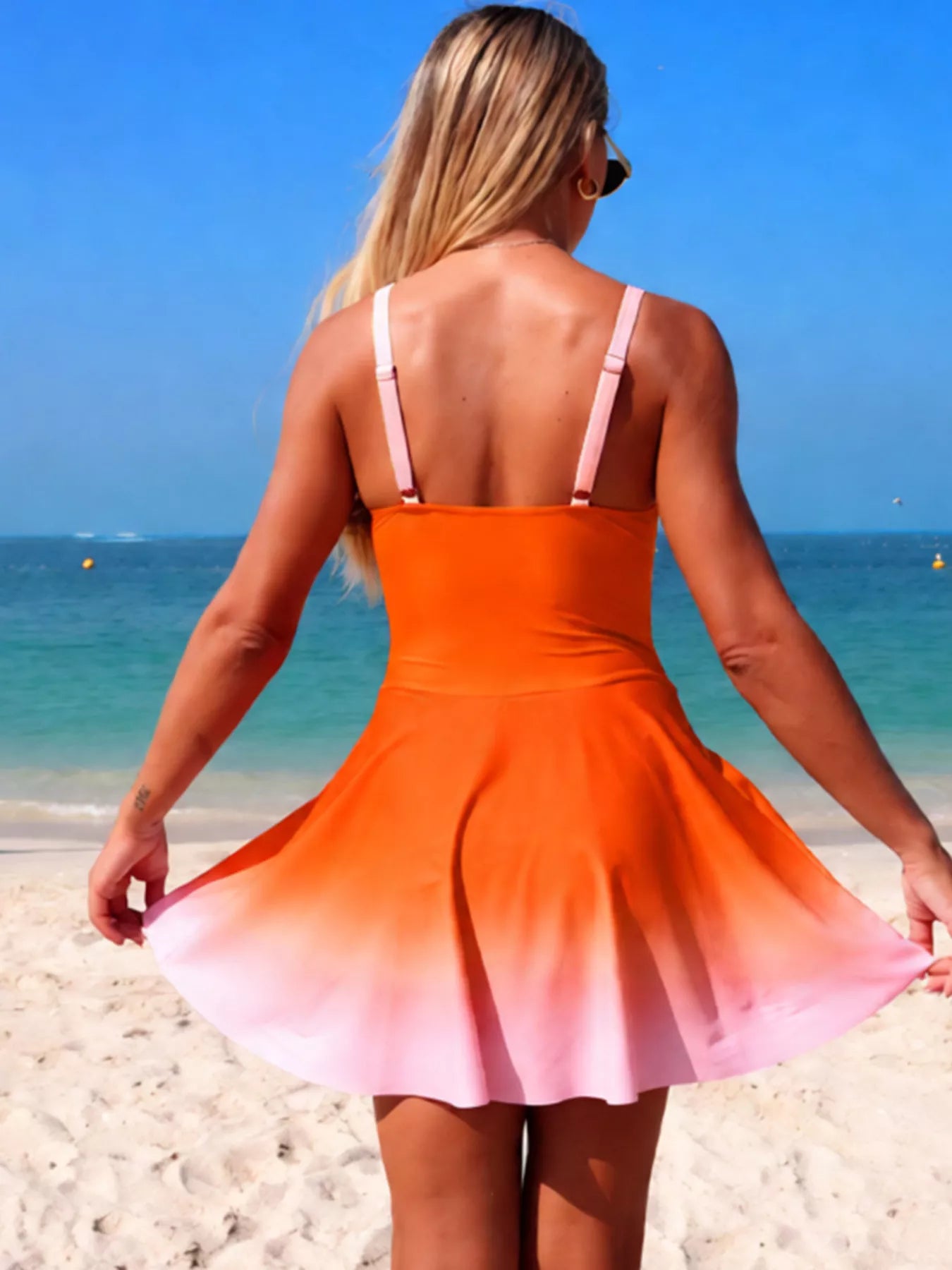 Shop V-Neck Gradient One-Piece Swimsuit - Women's Fashion | Akatonbo