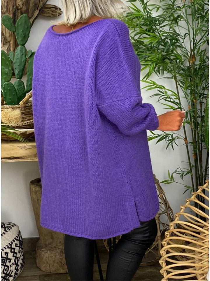 Mid-length Pullover Round Neck Solid Color Casual European And American Knitted Yellow Sweater