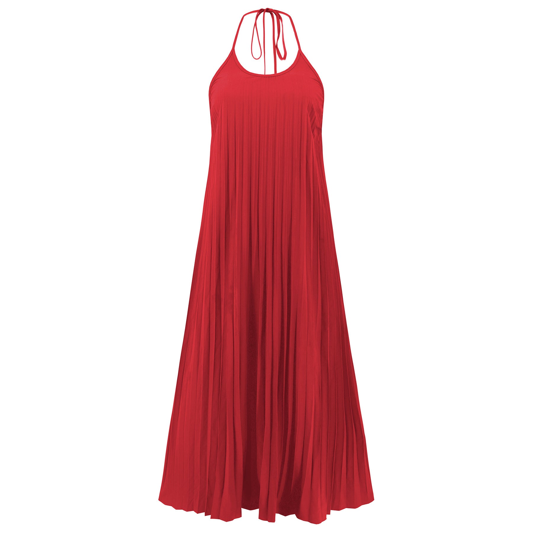 Fashion A-line Pleated Suspender Long Dress Summer Casual Loose Beach Vacation Dresses Women's Clothing
