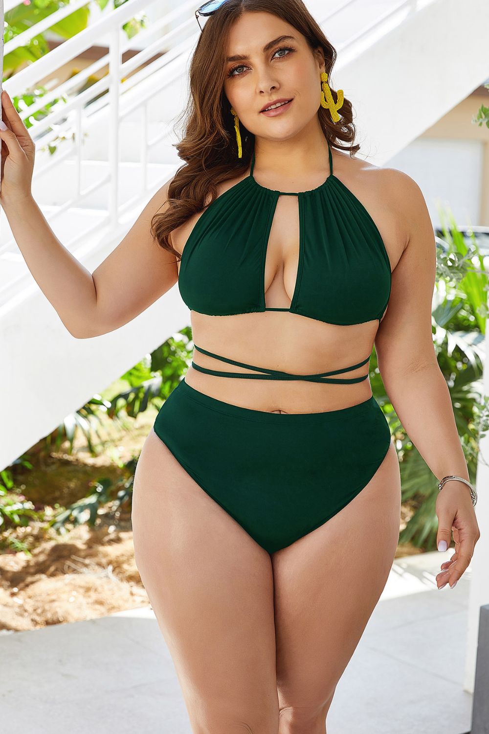 Shop Plus Size Cutout Tied Backless Bikini Set - Women's Fashion | Akatonbo